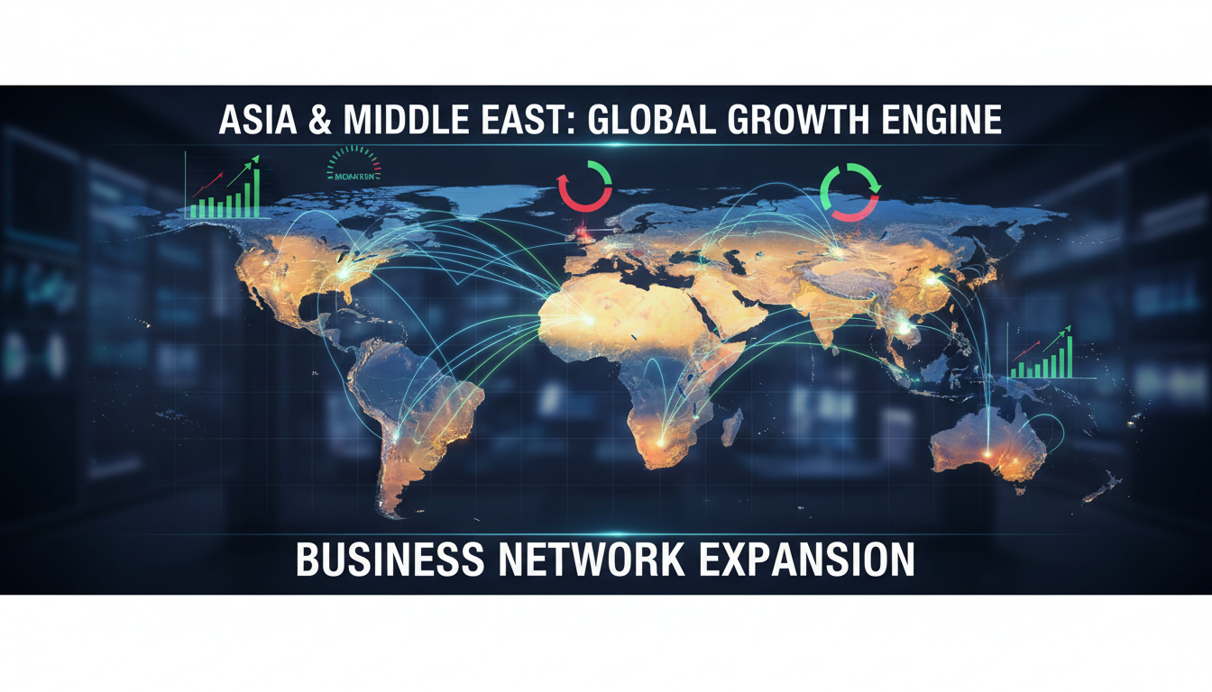Digital network map representing international business connections