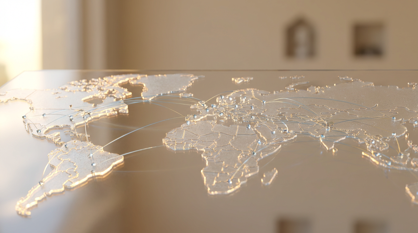 Map representing Grand Flying Technology Group service regions across Asia and the Middle East